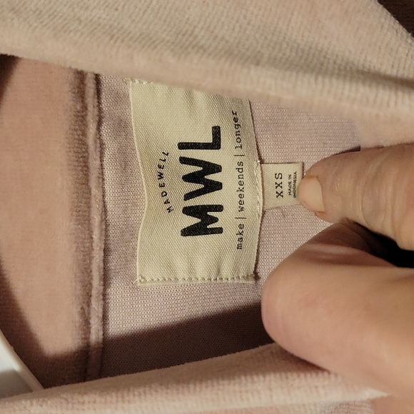 ❤MADEWELL MWL VELOUR HALF ZIP  PULLOVER, XXS - Picture 2 of 5